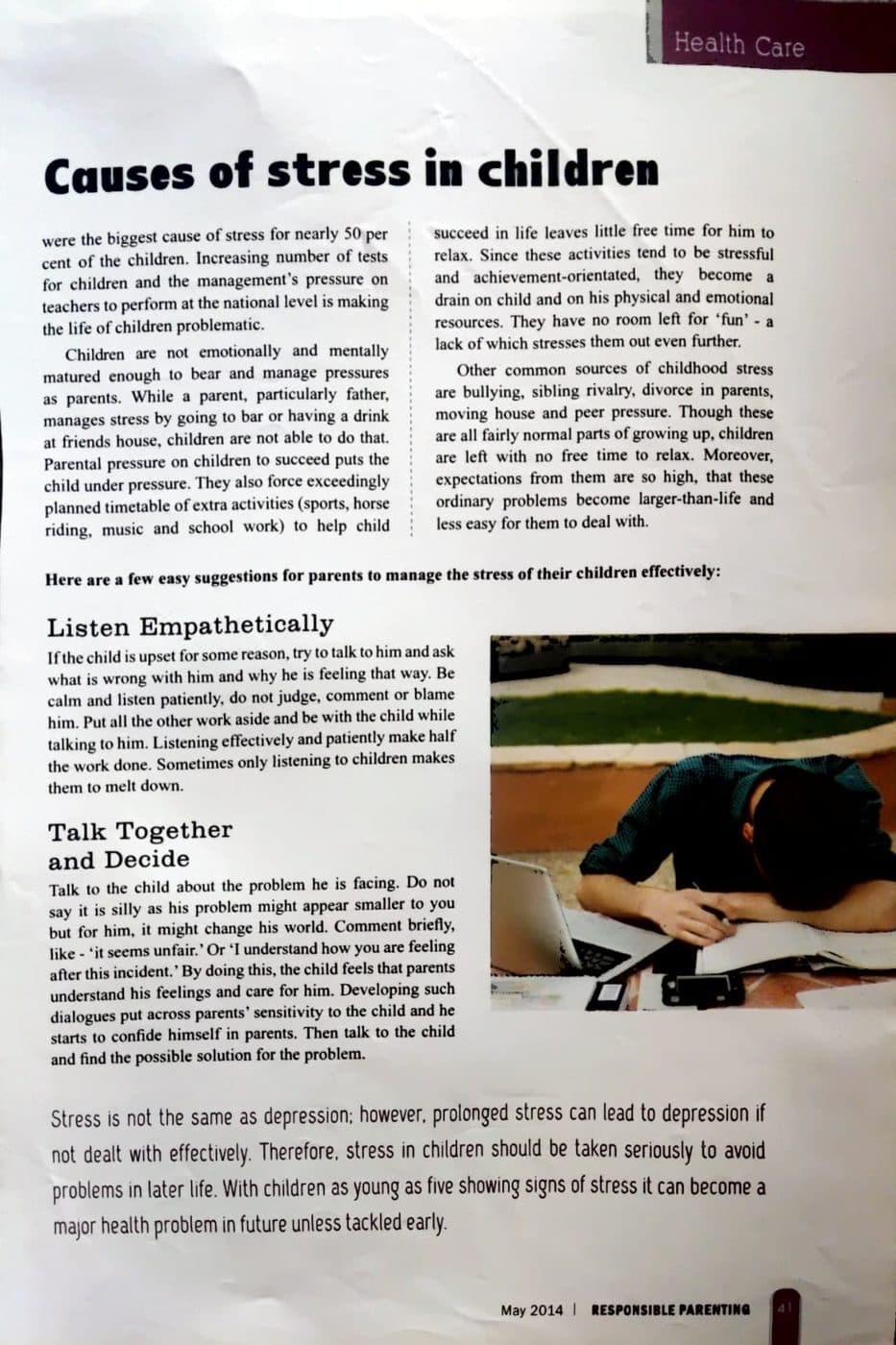 Manage your Child's Stress — Health Care — page 2