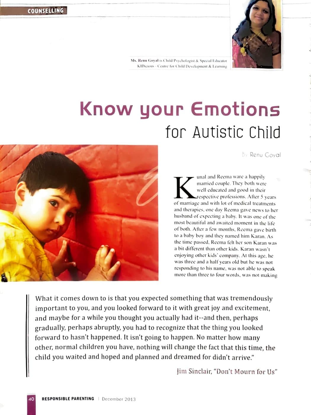 Know your Emotions for Autistic Child — Counselling — page 1