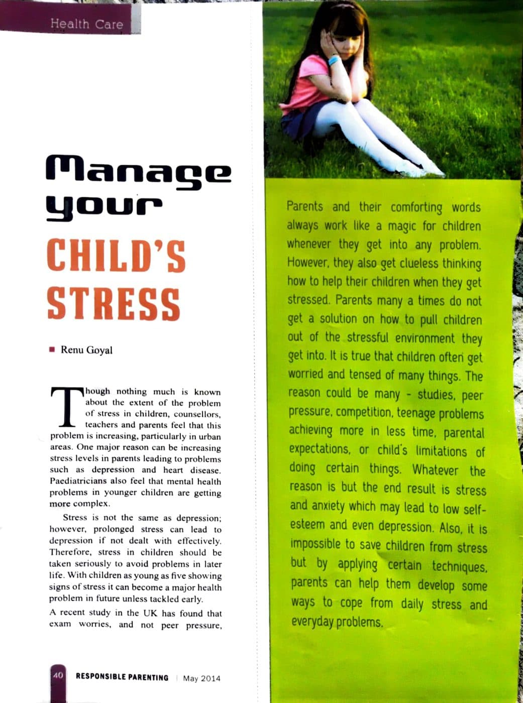 Manage your Child's Stress — Health Care — page 1